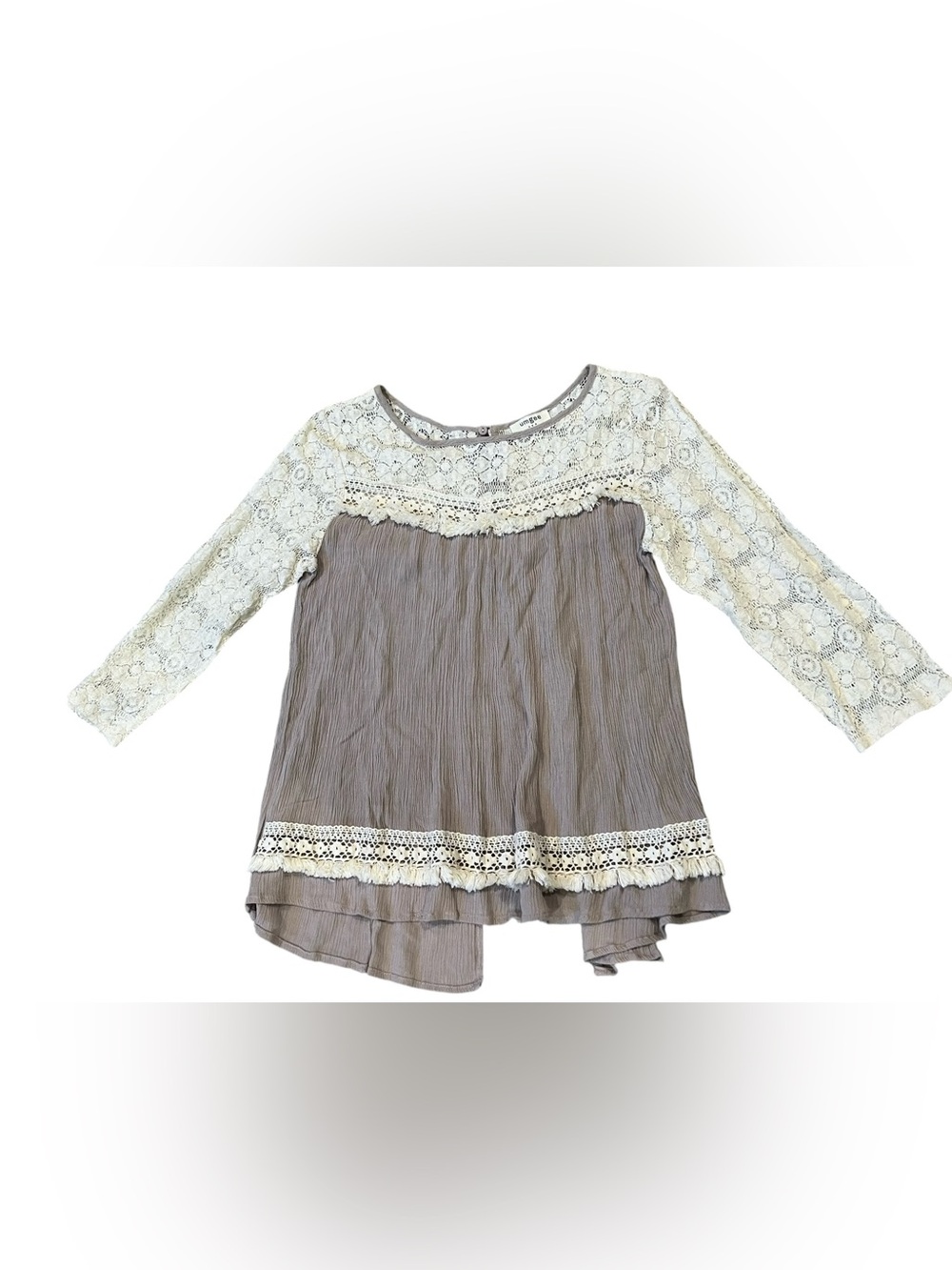Umgee Boho Lace Trim Long Sleeve Top